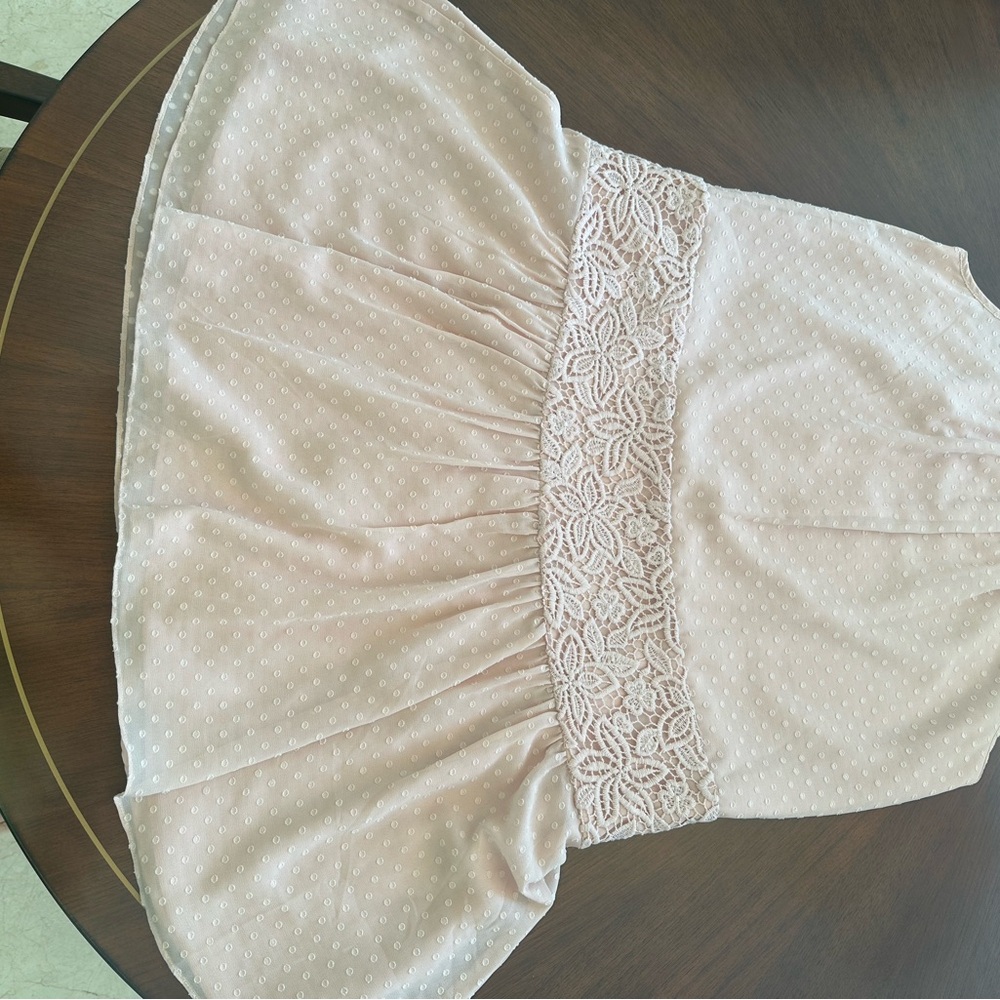 Marchesa Rose Blush Swiss Dot Lace Waist Sleeveless Dress – Size S/M - Picture 8 of 15